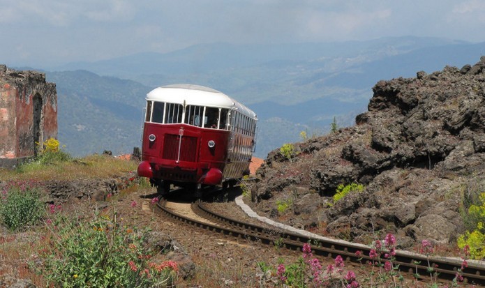 Circumetnea railway around Mount Etna, Sicily