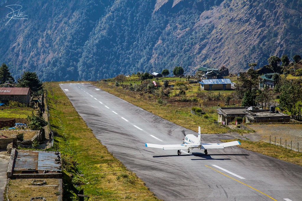 Short runway at Lukla Airport, Nepal